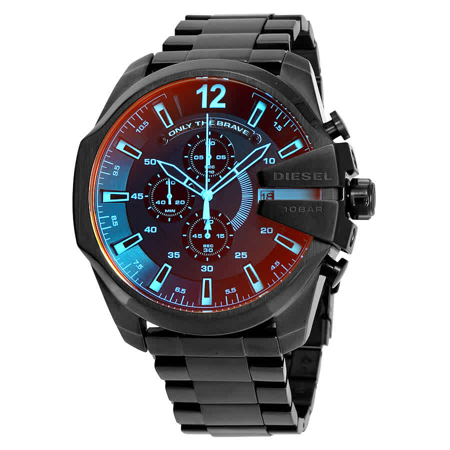 Diesel DZ4318 Mega Chief Chronograph Men's Watch – Black Dial & Black Steel Strap