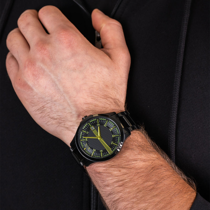 Armani Exchange Hampton AX2407 Men's Watch – Sleek Black Dial with Black Stainless Steel Bracelet