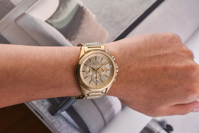 Armani Exchange Drexler AX2602 Men's Chronograph Watch – Gold Dial with Gold Stainless Steel Strap