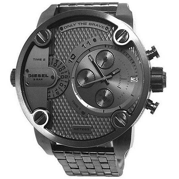 Diesel DZ7263 Little Daddy Dual Time Chronograph Men's Watch – Grey Dial & Stainless Steel Strap