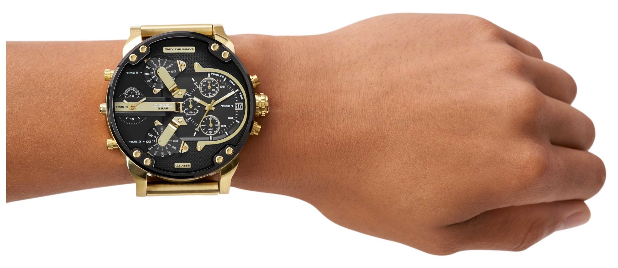 Diesel DZ7333 Mr. Daddy 2.0 Chronograph Men's Watch – Black Dial & Gold Stainless Steel Strap